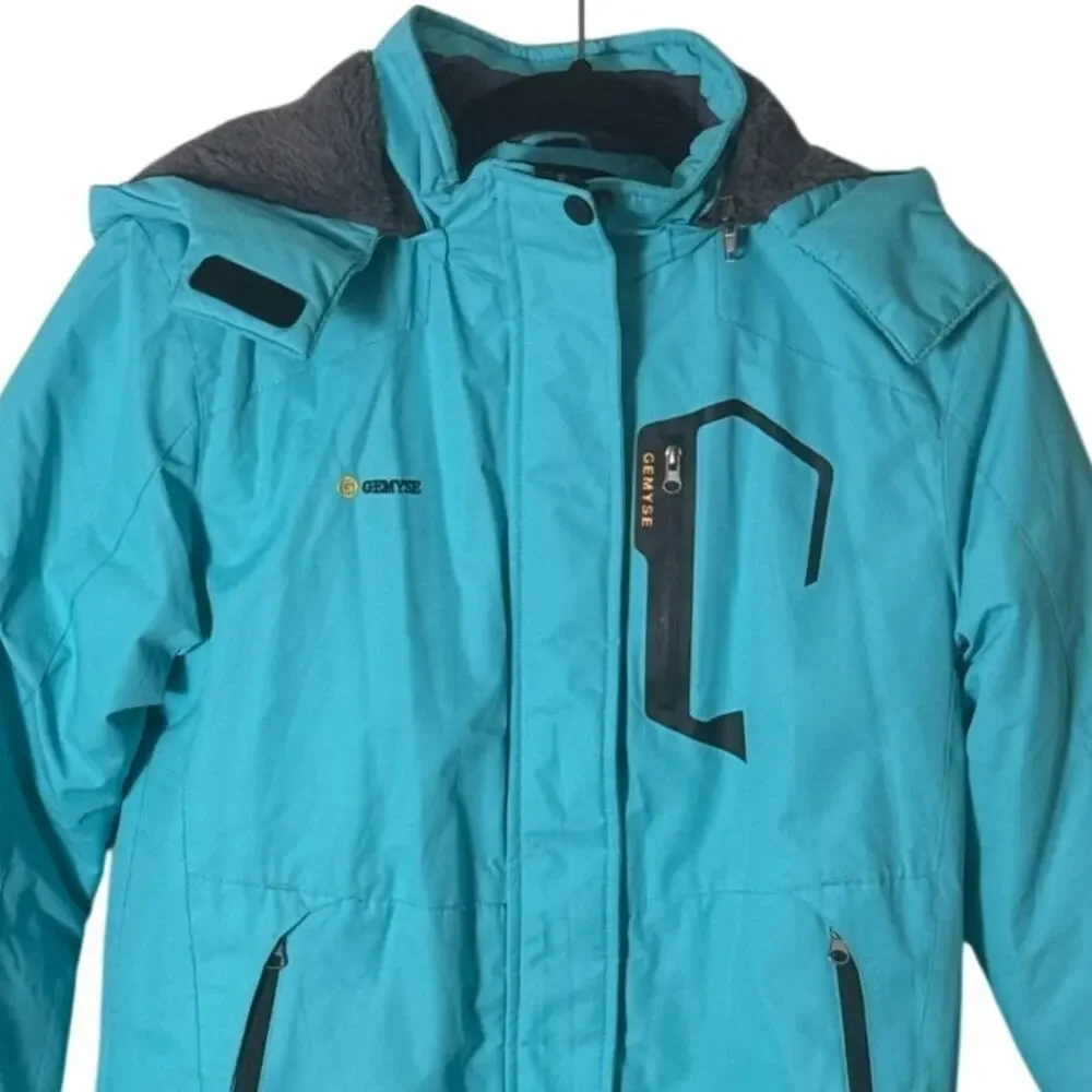 Gemyse Girls Waterproof‎ Winter Jacket Teal Blue Removable Hood Size 10/12